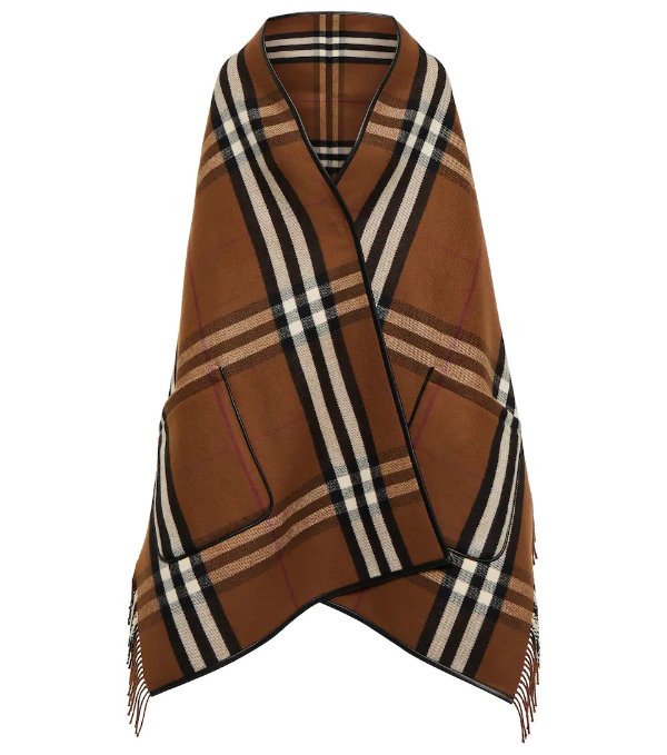 Vintage Check wool and cashmere cape