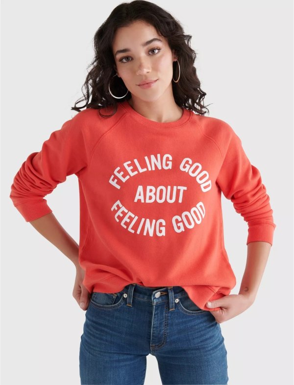 Feeling Good Graphic Crew Pullover | Lucky Brand