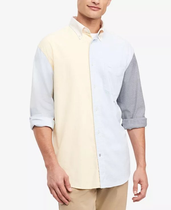 Men's Regular-Fit Colorblocked Oxford Shirt