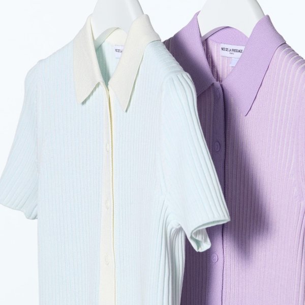 Ribbed Striped Short-Sleeve Polo Cardigan | UNIQLO US