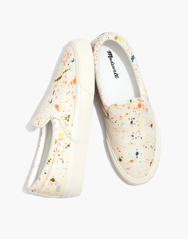Sidewalk Slip-On Sneakers in Paint Spattered Recycled Canvas