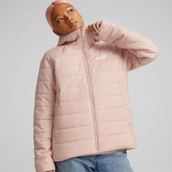 粉色棉服外套