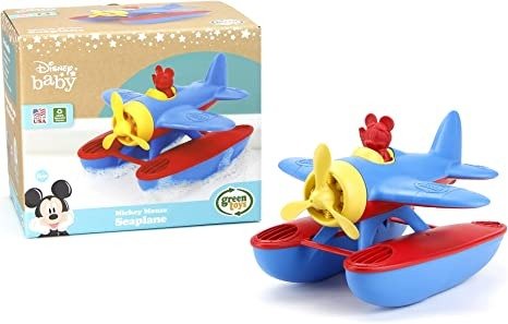 Toys Disney Baby Exclusive Mickey Mouse Seaplane, Blue/Red - Pretend Play, Motor Skills, Kids Bath Toy Floating Vehicle. No BPA, phthalates, PVC. Dishwasher Safe, Recycled Plastic, Made in USA.