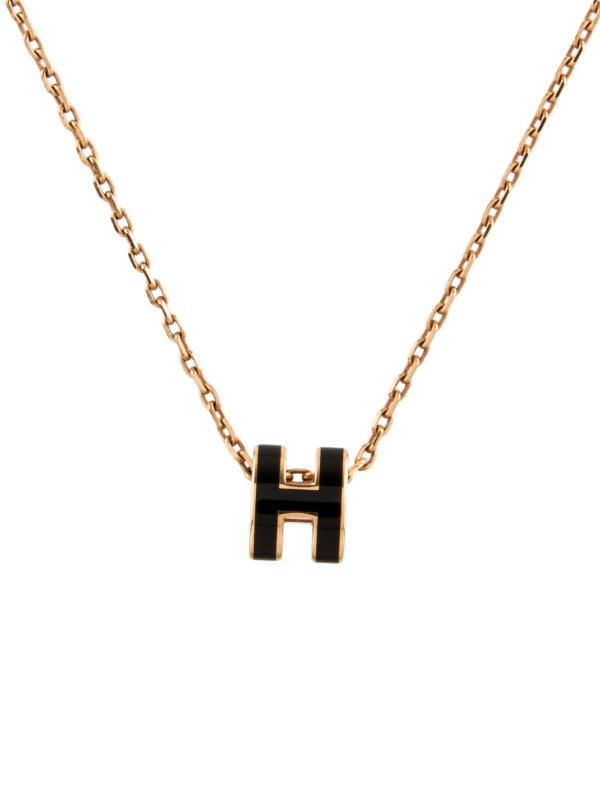 Mini Pop H Lacquered Pendant Necklace