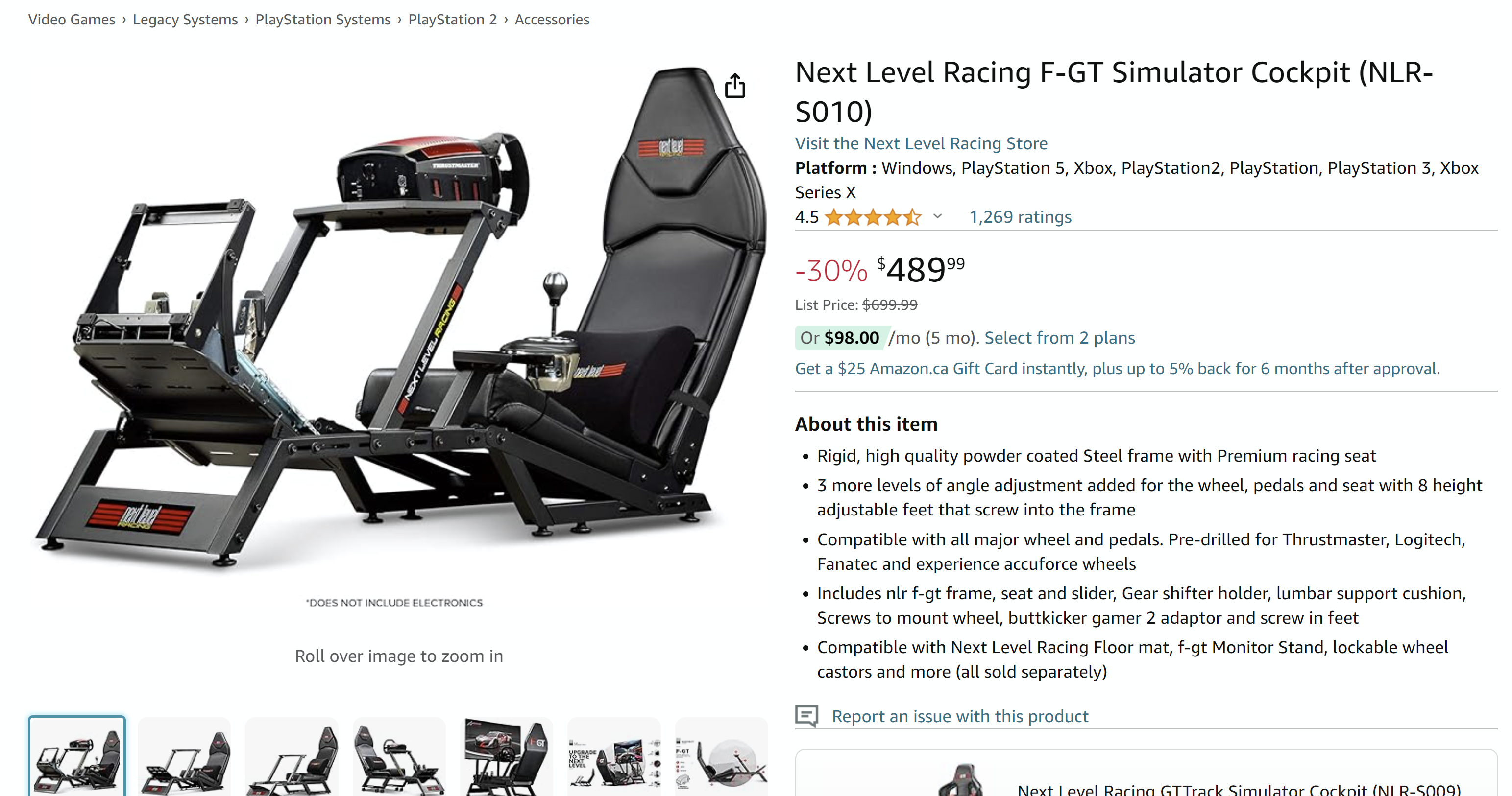 Next Level Racing F-GT Simulator Cockpit (NLR-S010) : Amazon.ca: Video Games