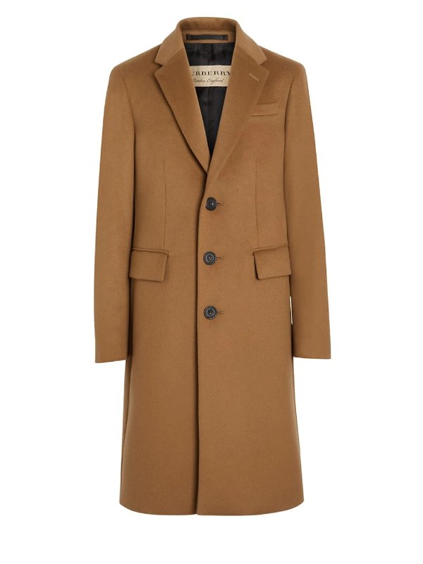 Halesowen Camel Single-Breasted Wool & Cashmere Overcoat