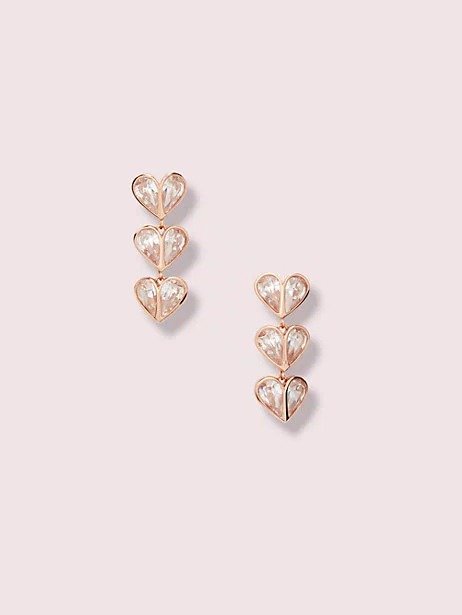 rock solid stone heart linear earrings