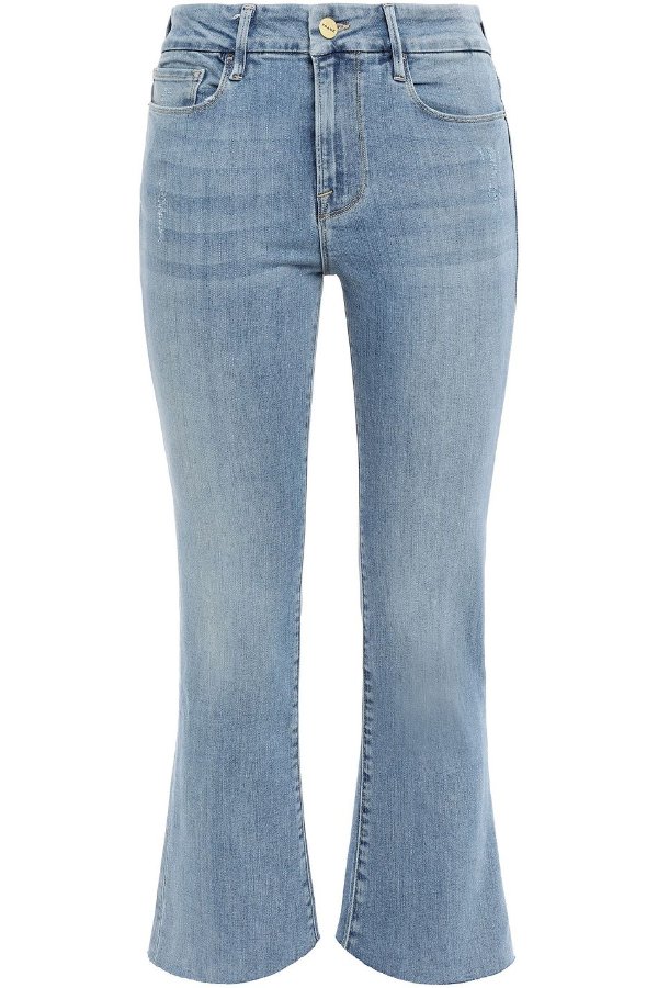 Le Crop Mini Boot faded high-rise kick-flare jeans