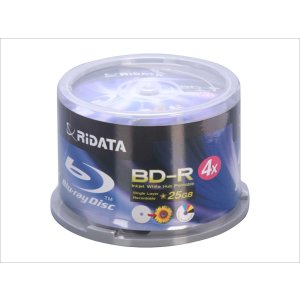 RiDATA 25GB 4X BD-R Inkjet white hub-printable Spindle Disc 50-Pack