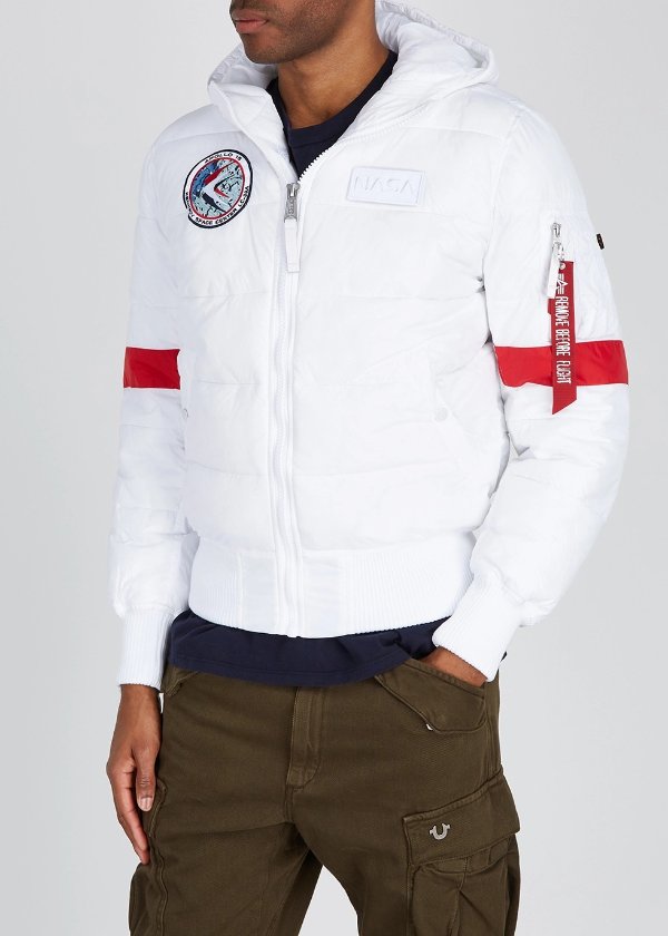 Apollo 15 white quilted shell jacket