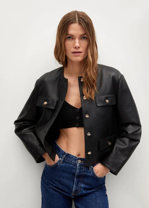 Pocket leather jacket - Women | OUTLET USA
