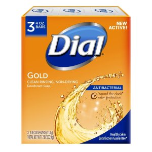 Dial Antibacterial Deodorant Bar Soap, 4oz each, Pack of 3