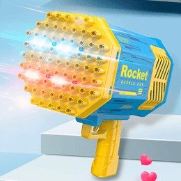 孩之泡玩具 69孔火箭筒泡泡机 加特林泡泡机 #黄蓝色 | 亚米