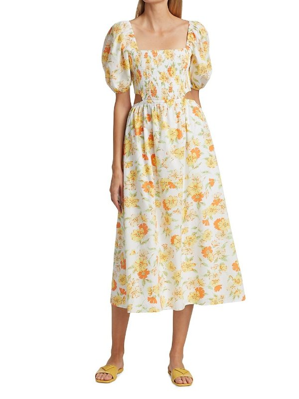 Loucetta Floral Cotton Midi Dress