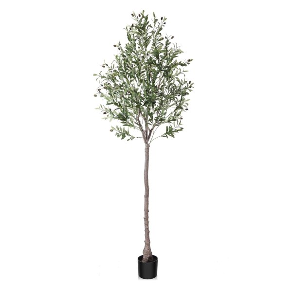 Artificial Olive Tree,7FT Tall Fake Plant Faux Olive Plants for Indoor,Natural Fake Tree,Artificial Silk Plants for Office Home Living Room Floor Patio Greening Porch Decor,Set of 1