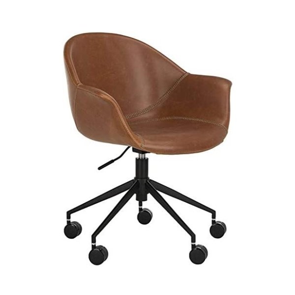Home Ember Light Brown Faux Leather and Black Office Chair