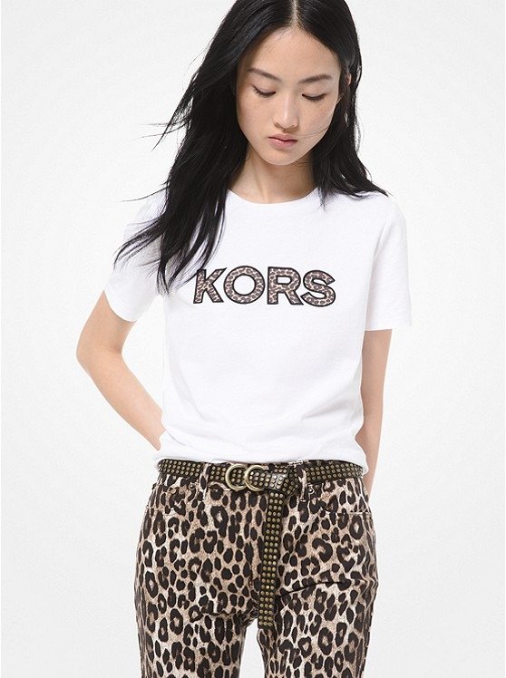 Cheetah-Print Logo Cotton-Jersey T-Shirt
