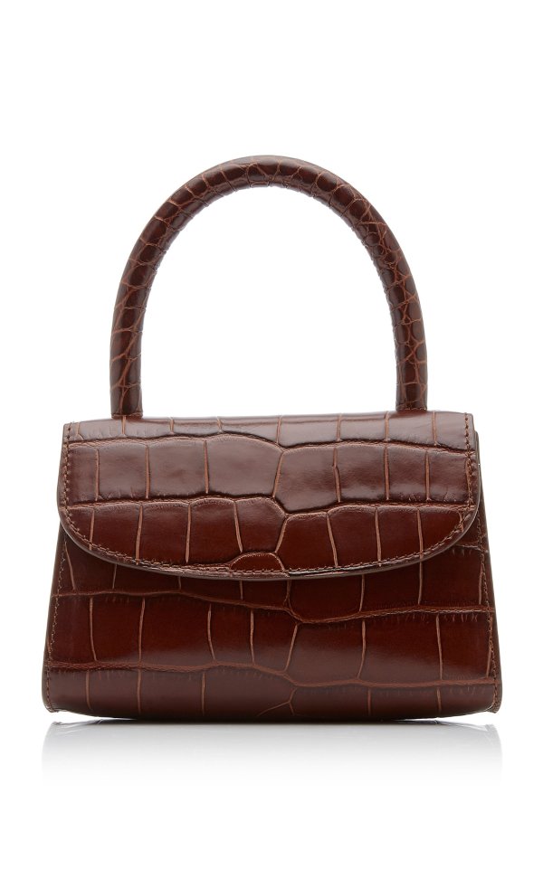 Mini Croc-Embossed Leather Top Handle Bag
