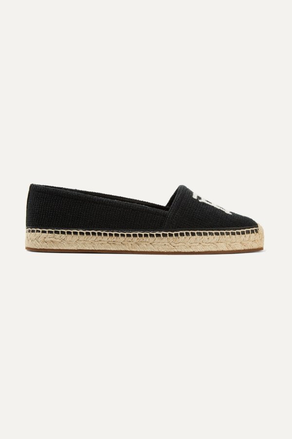 Tabitha leather-trimmed logo-detailed canvas espadrilles