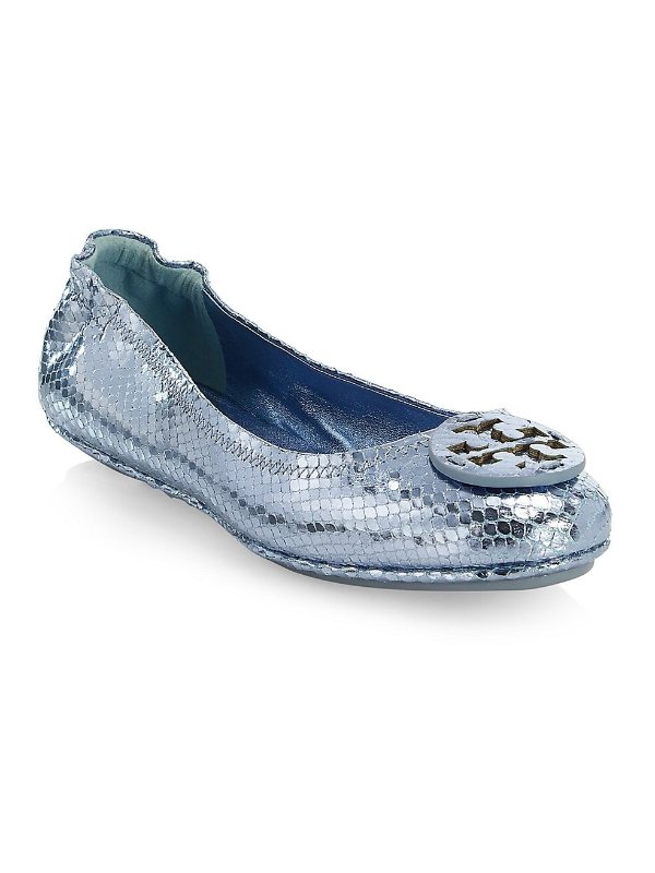 Minnie Embossed Leather Travel Ballet Flats