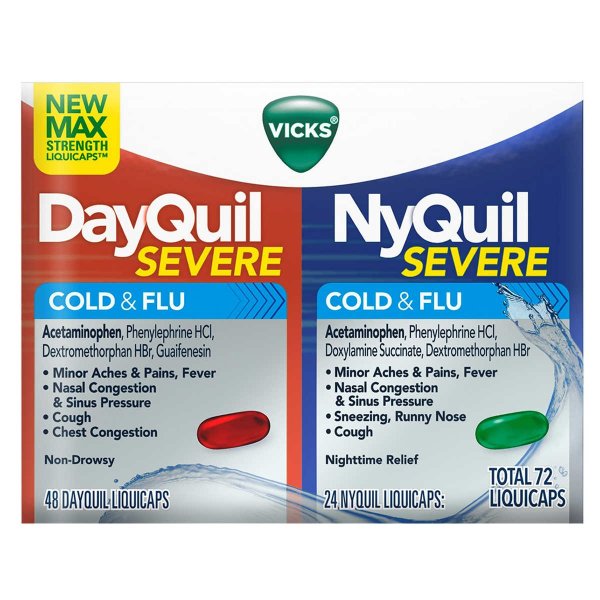 Severe DayQuil and NyQuil Cough, Cold & Flu Relief, 72 LiquiCaps