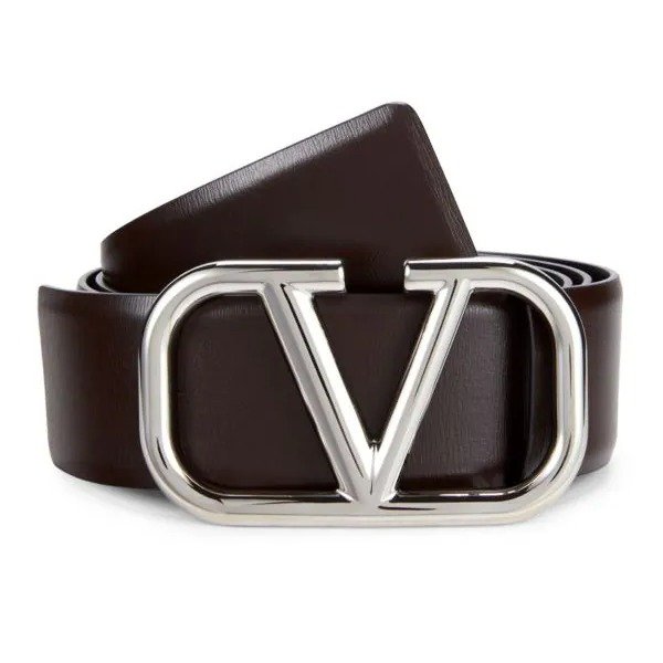 V Logo Reversible Leather Belt