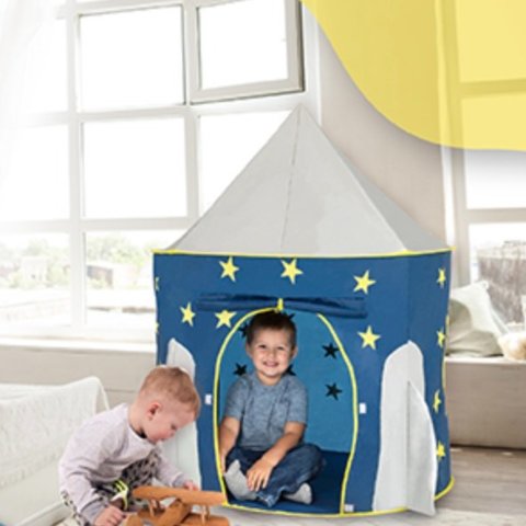 FoxPrint Rocket Ship Tent Play Tent with Glow in the Dark Stars