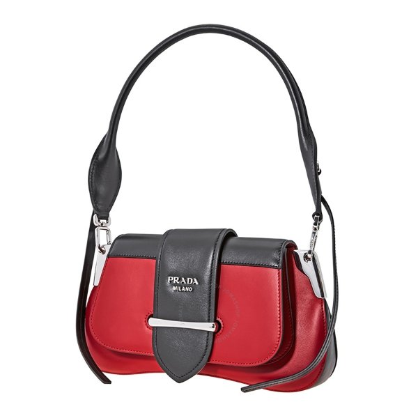  Sidonie leather Shoulder Bag- Red/Black