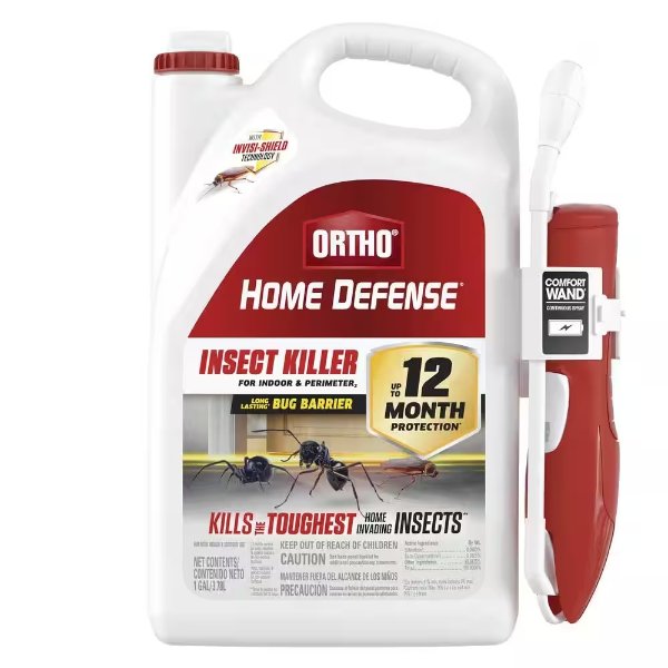 Home Defense Insect Killer for Indoor and Perimeter 2 with Comfort Wand, 1 Gal., Controls Ants, Roaches, and Spiders