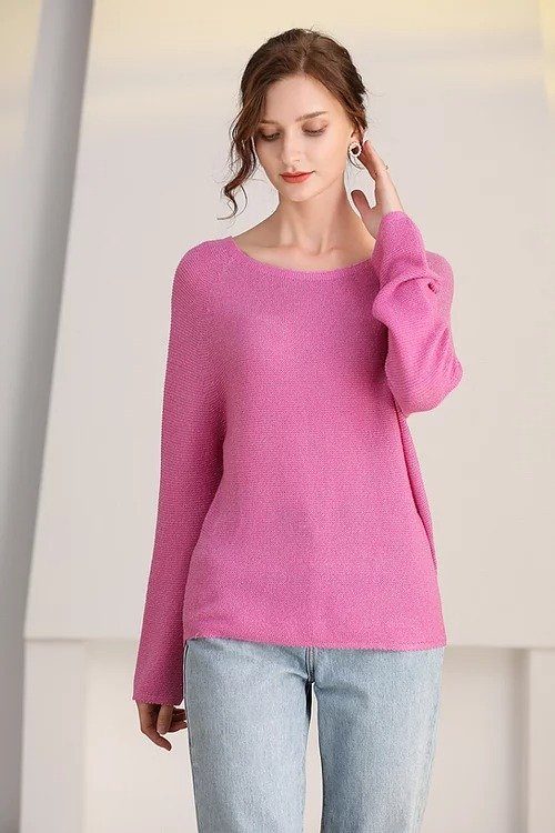 | Pink Iris Seamless Knitting Wool Sweater