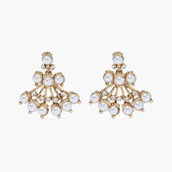Gold-plated crystal and faux pearl earrings