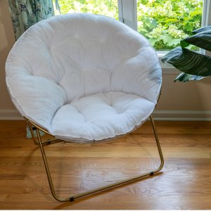 Mainstays Oversized Plush Saucer Chair, White