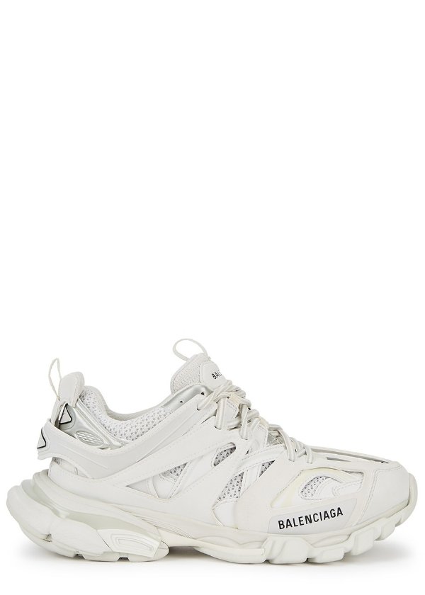 Track white panelled mesh sneakers