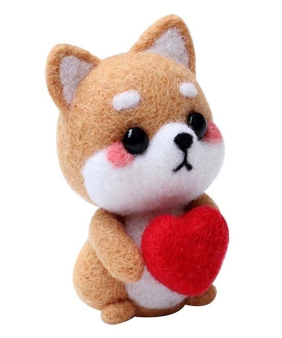 Love Heart Sitting Shiba Inu DIY Felting Kit