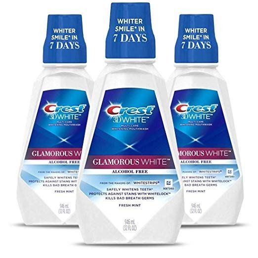 Crest 3D White Luxe Glamorous White Multi-Care Whitening Fresh Mint Flavor Mouthwash, Pack of 3