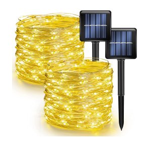 Dazzle Bright 2 Pack Solar String Lights Outdoor, 39.4 FT 120 LED Solar Powered Waterproof Fairy Lights 8 Modes