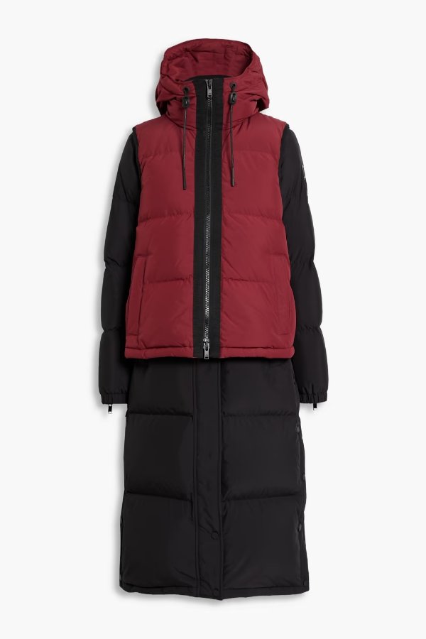 Samor convertible two-tone quilted shell hooded down coat