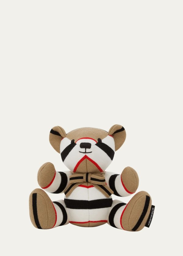 Icon Stripe Wool Sitting Teddy Bear