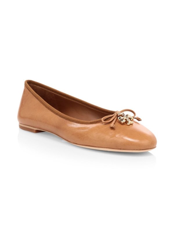 - Tory Charm Leather Ballet Flats