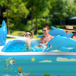 Inflatable Pool for Kids Family Oxsaml 98" x 71" x 22 " Kiddie Pool with Splash