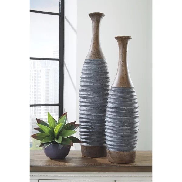 2 Piece Port Gray/Brown Resin Floor Vase Set2 Piece Port Gray/Brown Resin Floor Vase SetRatings & ReviewsCustomer PhotosQuestions & AnswersShipping & ReturnsMore to Explore