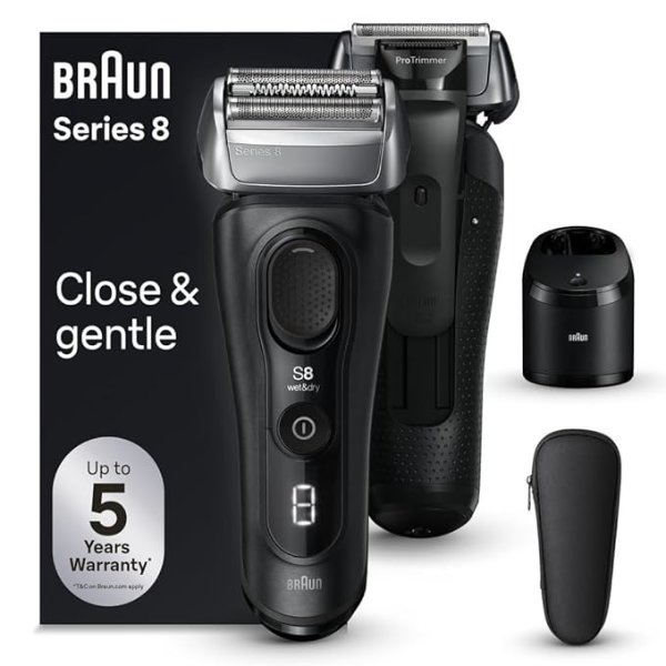 Series 8 8560cc Electric Razor for Men, 4+1 Shaving Elements & Precision Long Hair Trimmer, 5in1 SmartCare Center, Close & Gentle Even on Dense Beards, Wet & Dry Electric Razor, 60min Runtime