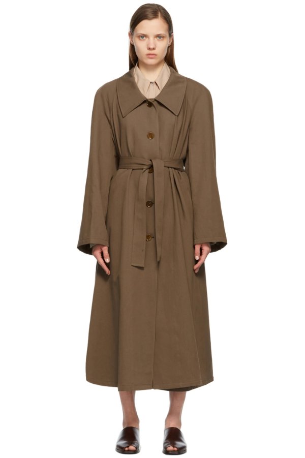 Brown Linen Trench Coat
