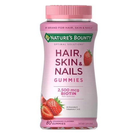 Optimal Solutions Hair, Skin and Nails Gummies, Strawberry, 80 Count