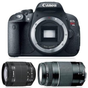 Canon Digital Rebel T5i DSLR Camera Body + 18-55mm IS STM & 75-300 III Kit
