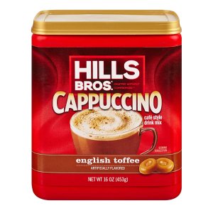 Hills Bros. Instant Cappuccino Mix, English Toffee Cappuccino Mix â€“ Easy to Use and Convenient â€“ Frothy, Decadent Cappuccino with a Buttery Toffee Flavor (16 Ounces, Pack of 1)
