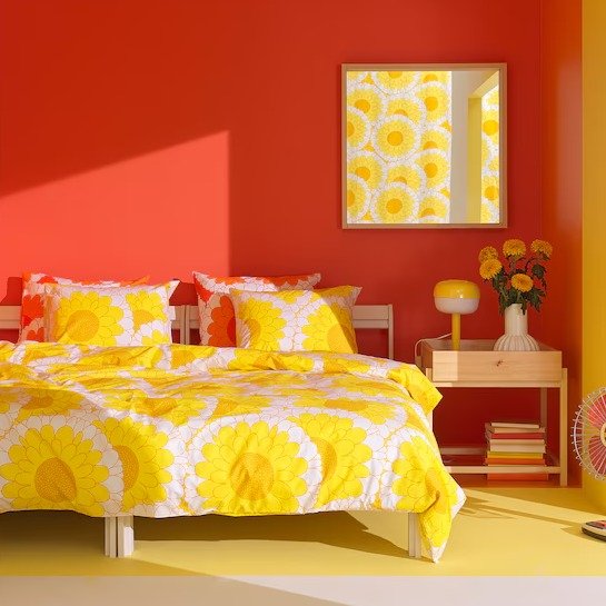 KRANSMALVA Duvet cover and pillowcase(s), yellow, Full/Queen (Double/Queen)