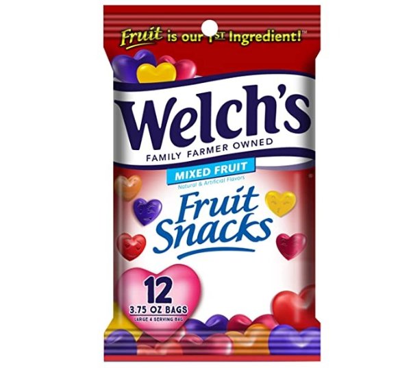 Welch's Fruit Snacks, Heart Shaped Mixed Fruit, Gluten Free, 3.75 oz Bags (Pack of 12)