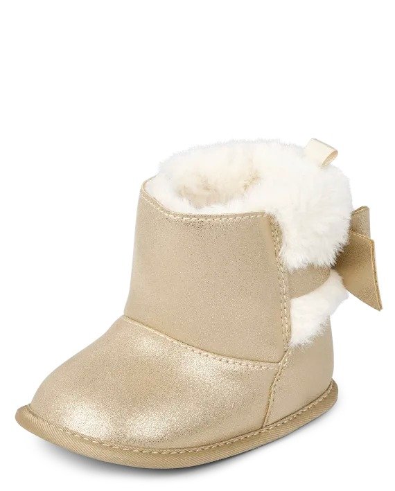 Baby Girls Shimmer Bow Chalet Boots - gold