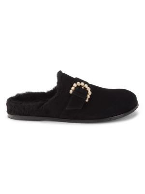 Piper Chill Embellished Suede & Shearling Lined Mules